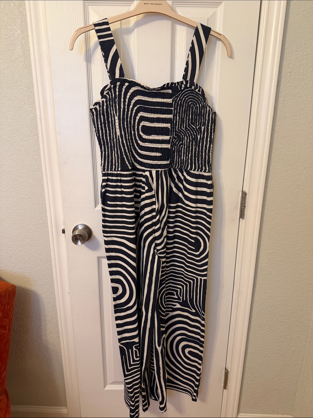 Navy & White Striped Wide-Leg Jumpsuit